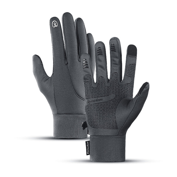 Unisex full-finger touchscreen gloves with textured palms and ribbed cuffs