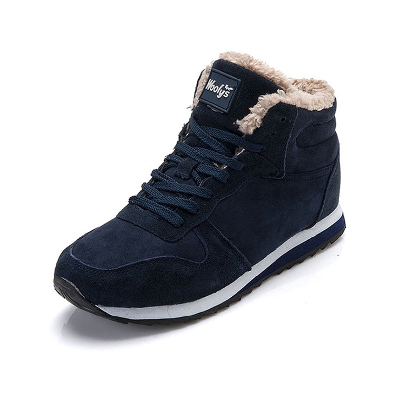 High-top lace-up sneaker boots with faux-fur collars and contrasting midsoles