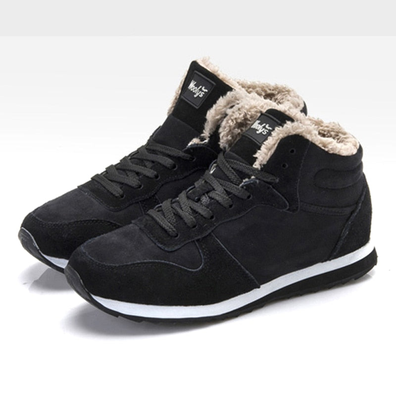 High-top lace-up sneaker boots with faux-fur collars and contrasting midsoles
