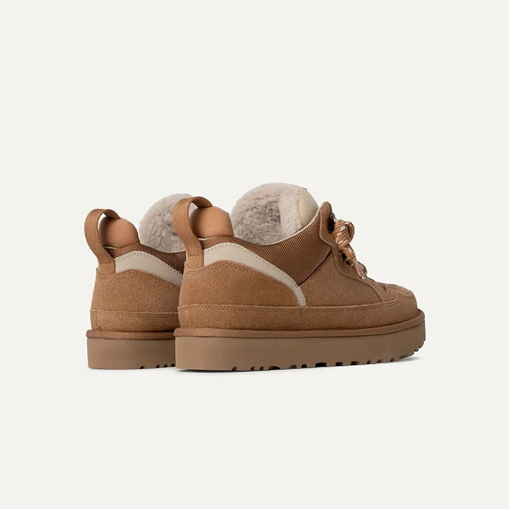 Low-top platform sneakers with plush lining and lace-up front