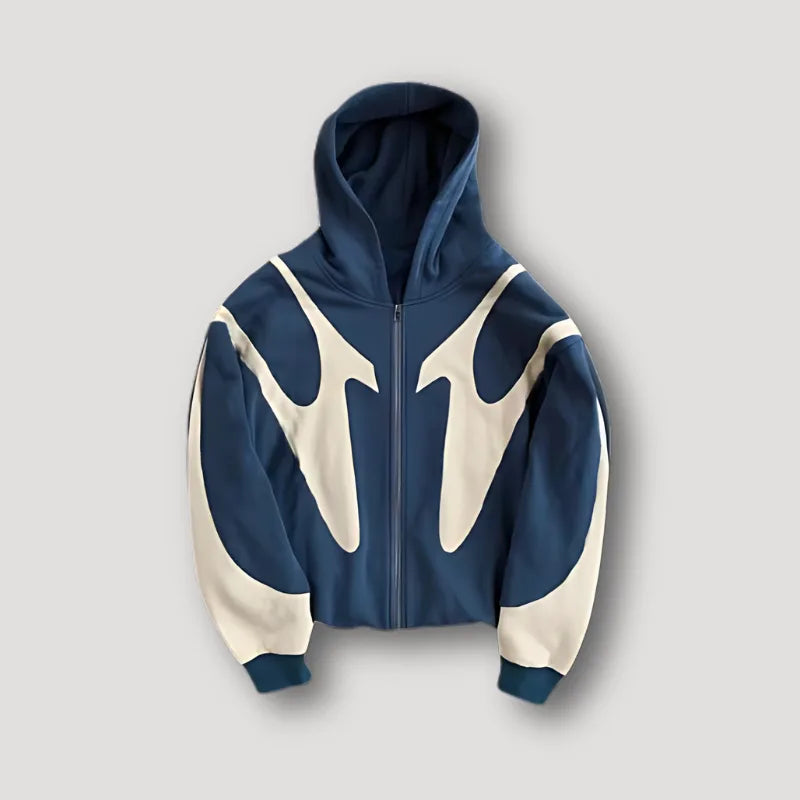 Oversized colorblock zip-up hoodie with hood, long sleeves and contrasting panels
