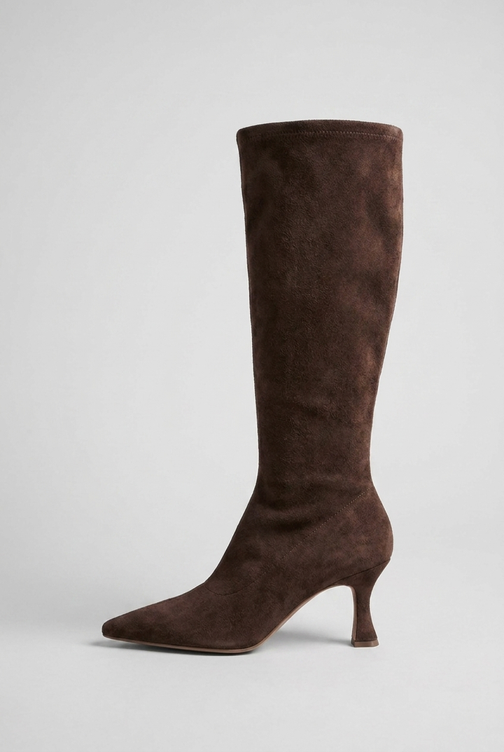 Women's knee-high pointed-toe boots with slim high heels