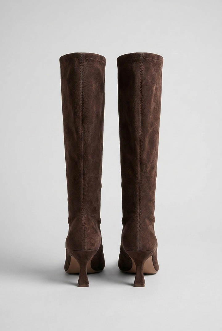 Women's knee-high pointed-toe boots with slim high heels