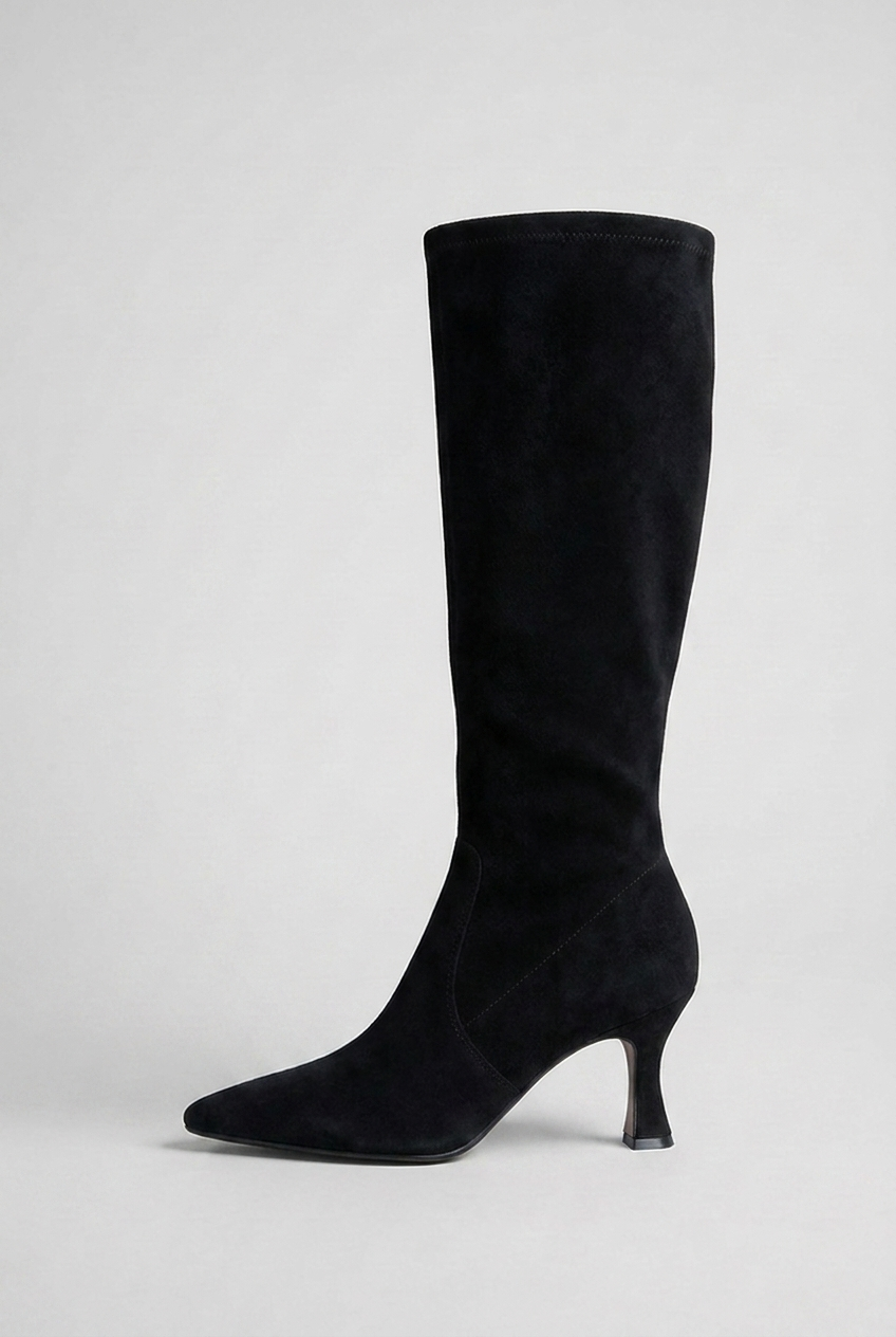 Women's knee-high pointed-toe boots with slim high heels