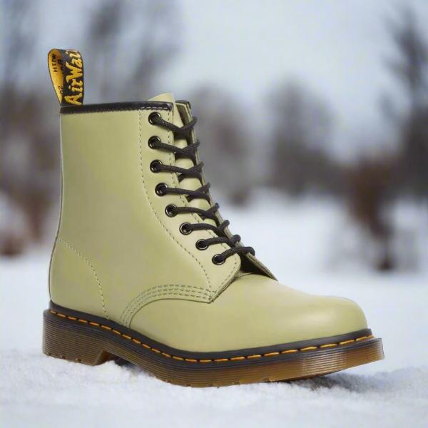 Unisex lace-up combat ankle boot with round toe and chunky sole