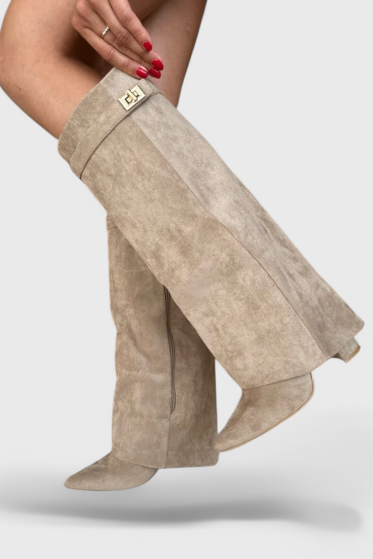 Boots For Women | Knee-High Pointed Toe Low Heel