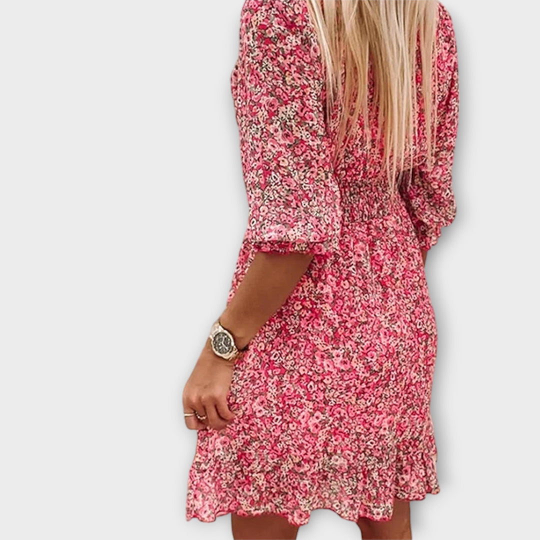 Summer Dress for Women | Mini Floral V Neck with Long Sleeves