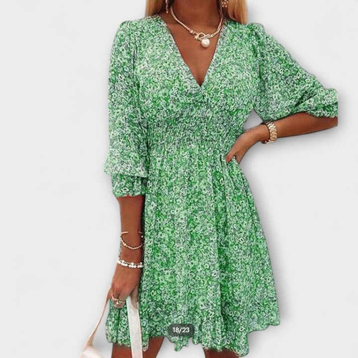 Summer Dress for Women | Mini Floral V Neck with Long Sleeves
