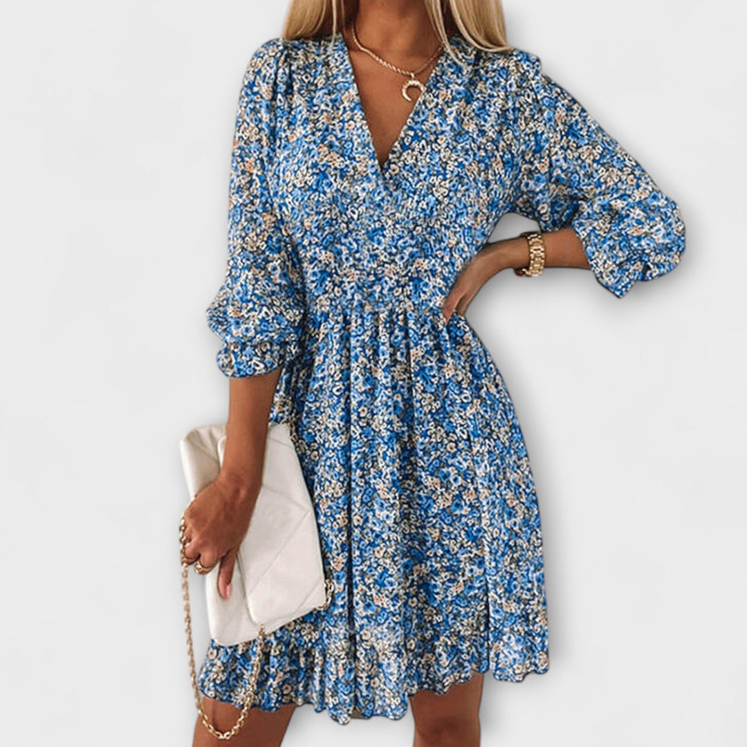 Summer Dress for Women | Mini Floral V Neck with Long Sleeves