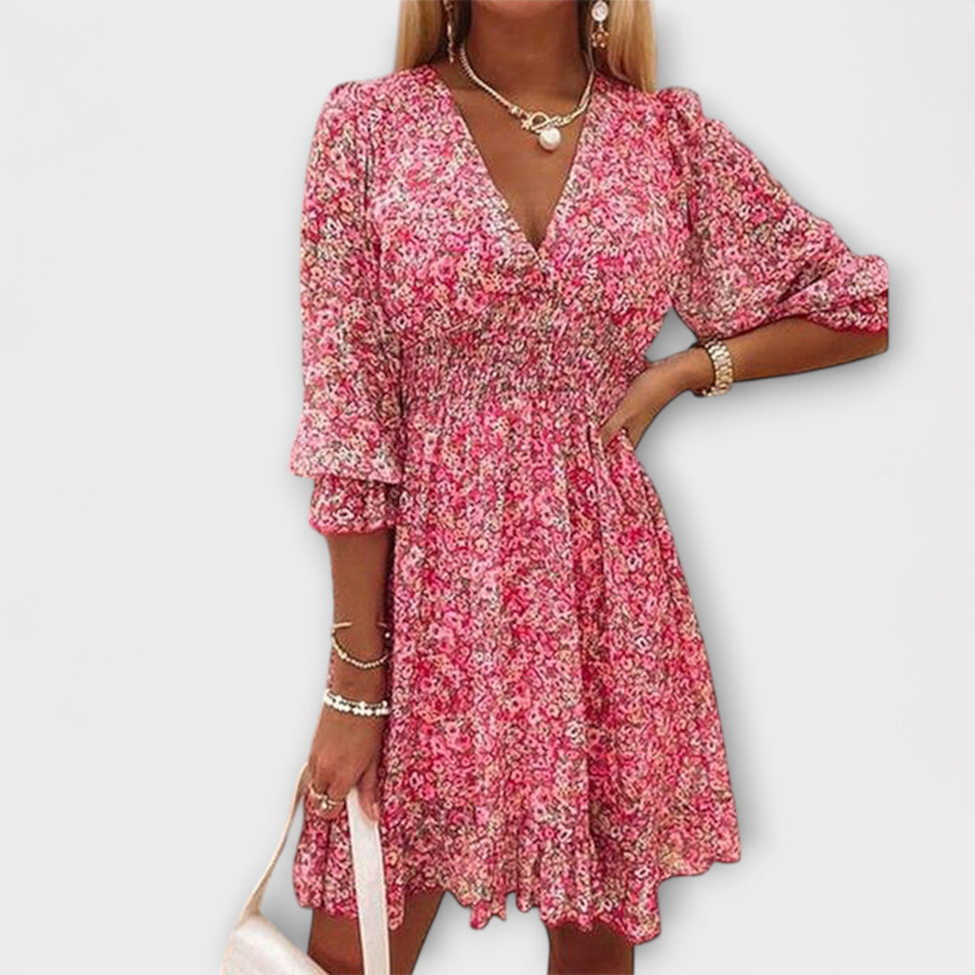 Summer Dress for Women | Mini Floral V Neck with Long Sleeves