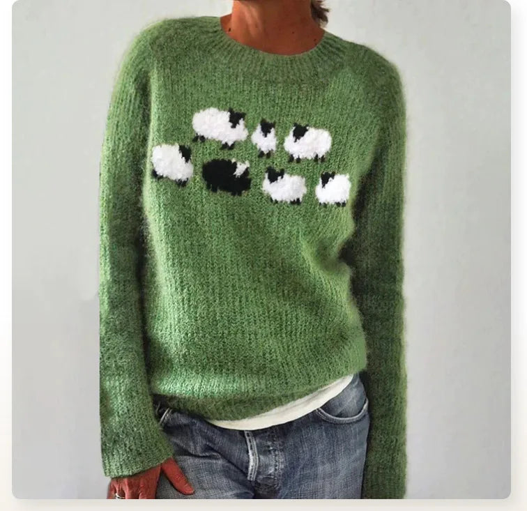Women's multicolour Fair Isle boat neck sweater with long sleeves