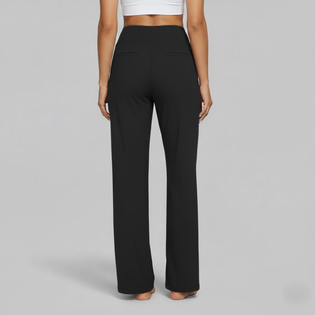 Women's high-waisted wide-leg trousers with side pockets