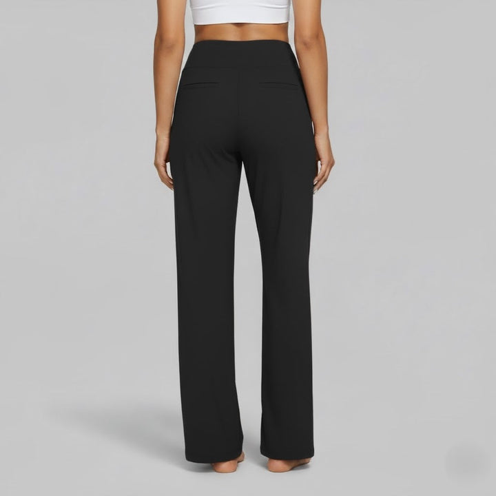 Women's high-waisted wide-leg trousers with side pockets