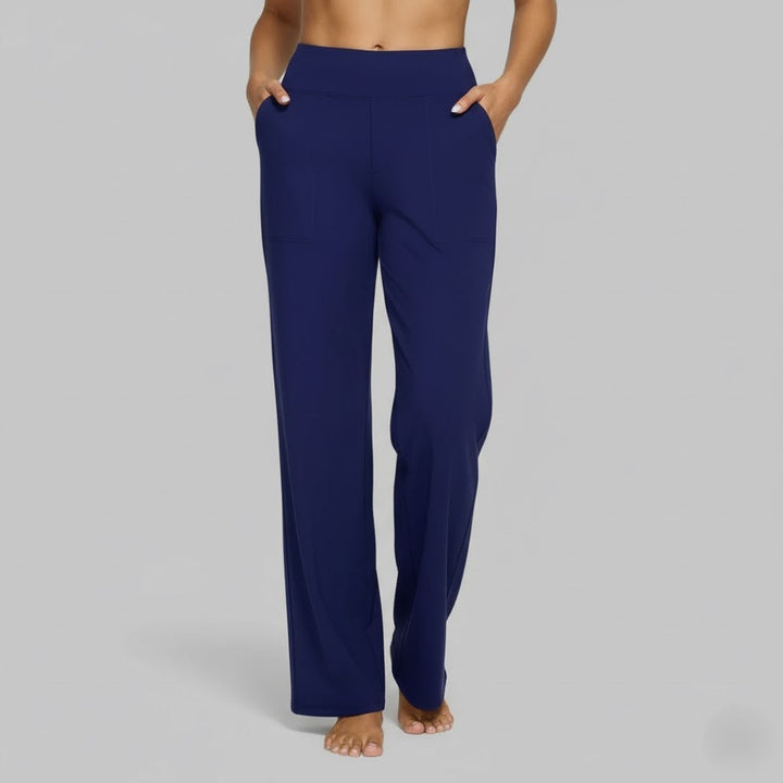 Women's high-waisted wide-leg trousers with side pockets