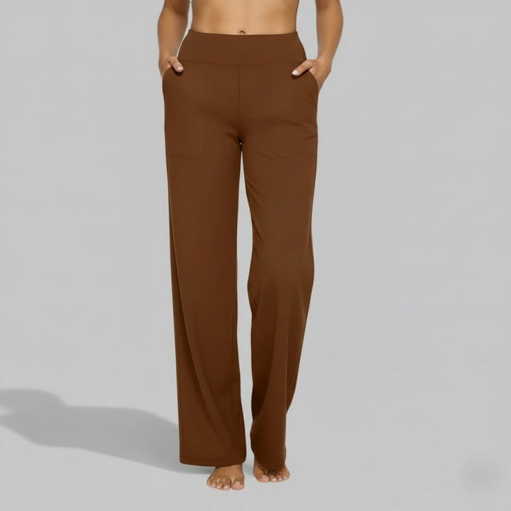 Women's high-waisted wide-leg trousers with side pockets