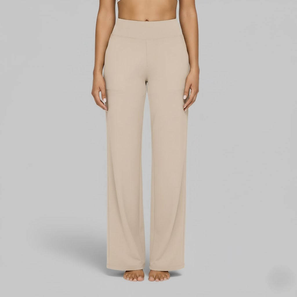 Women's high-waisted wide-leg trousers with side pockets