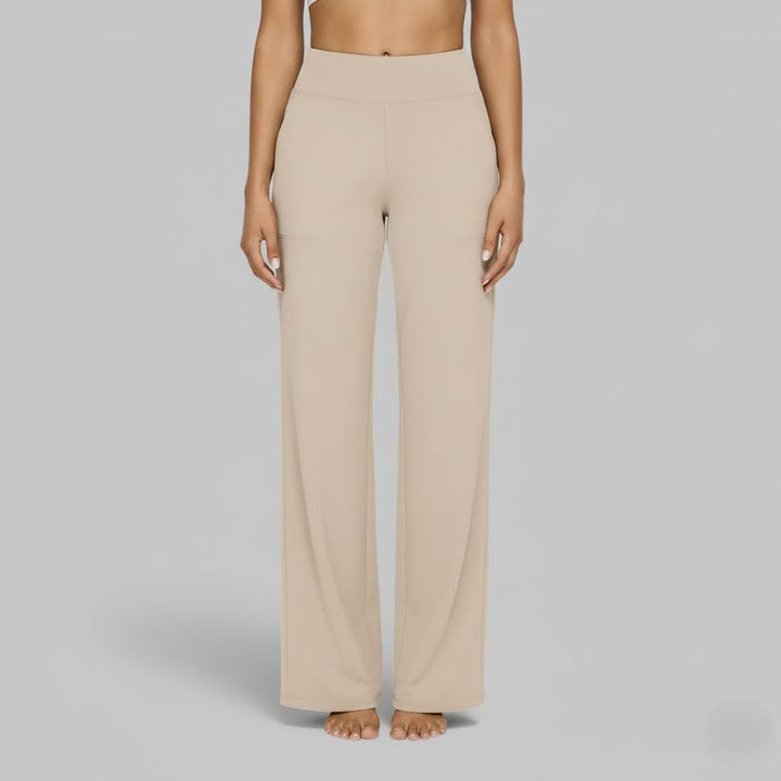 Women's high-waisted wide-leg trousers with side pockets