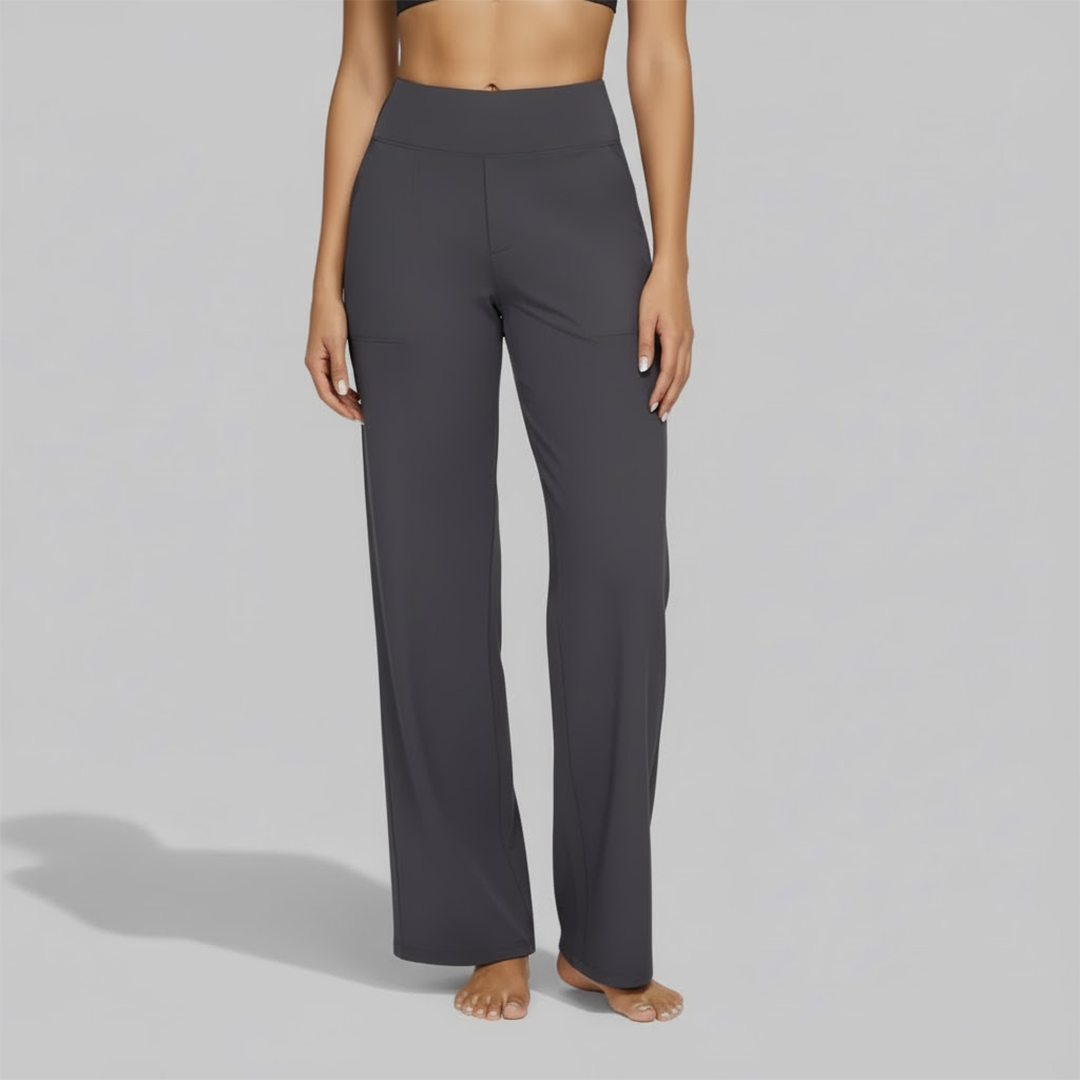 Women's high-waisted wide-leg trousers with side pockets