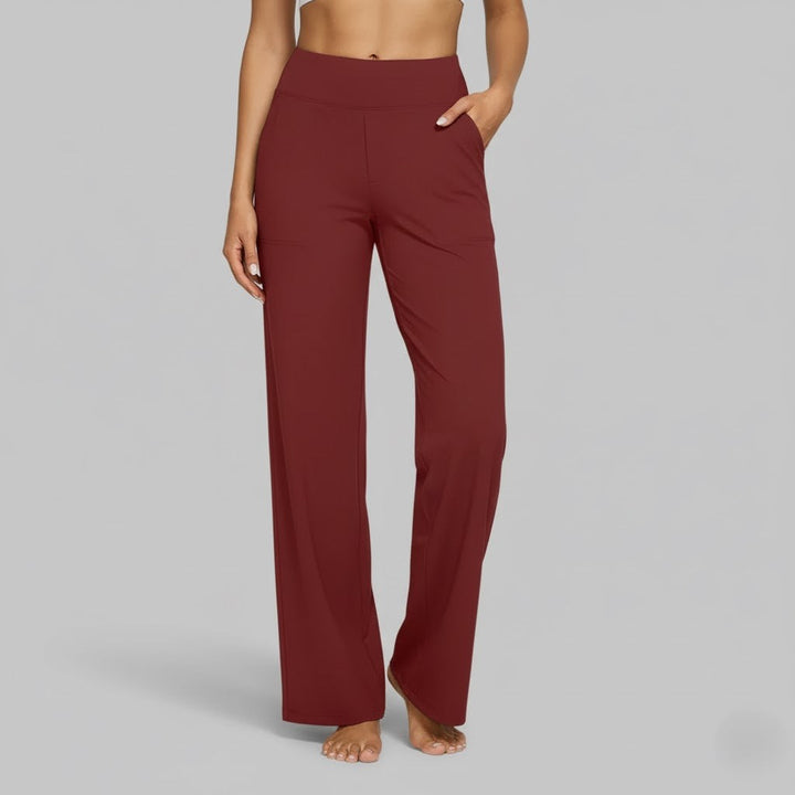 Women's high-waisted wide-leg trousers with side pockets