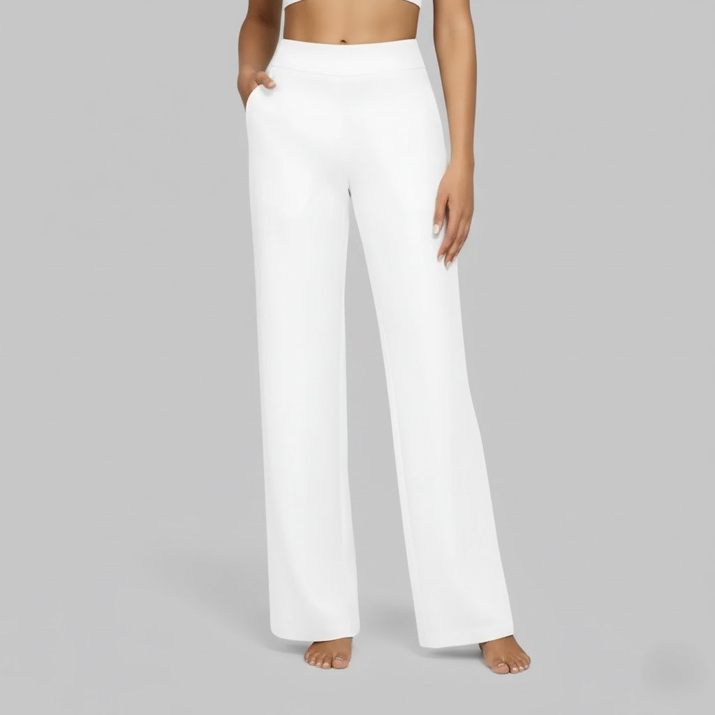Women's high-waisted wide-leg trousers with side pockets