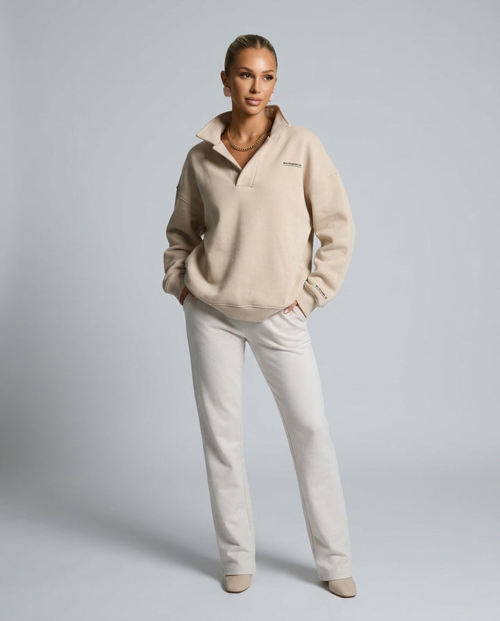 Women's oversized hooded lounge hoodie with long sleeves and ribbed trims