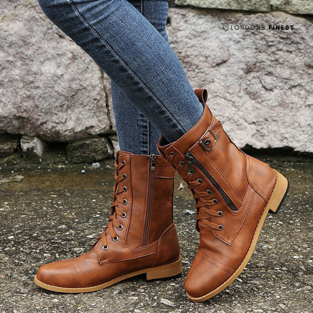 Women’s Boots | Lace-Up Combat with Side Zip