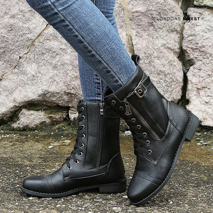 Women’s Boots | Lace-Up Combat with Side Zip