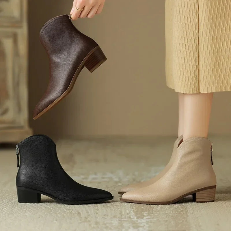 Boots For Women | Slip On Pointed Ankle Heel Design