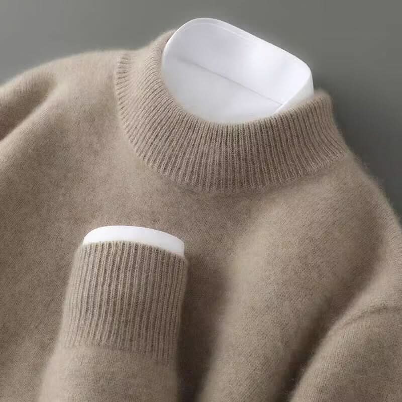Women's plain ribbed turtleneck sweater with long sleeves