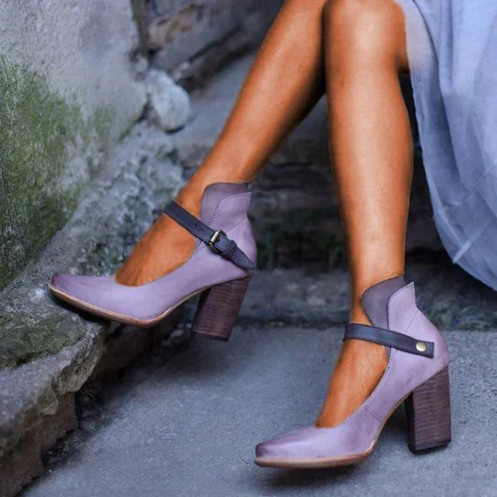 Women's Mary Jane Shoes | Buckle Strap Block Style