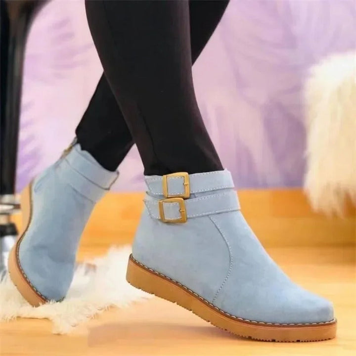 Boots For Women | Double Buckle Low Ankle Flat Style