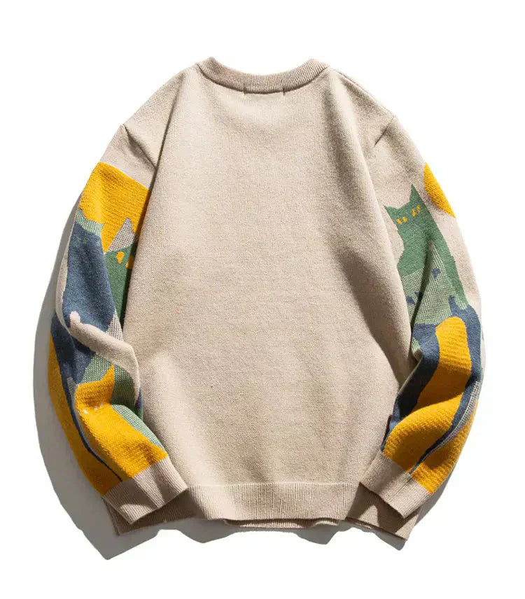 Women's Sweater | Cat Graphic Oversized Pullover
