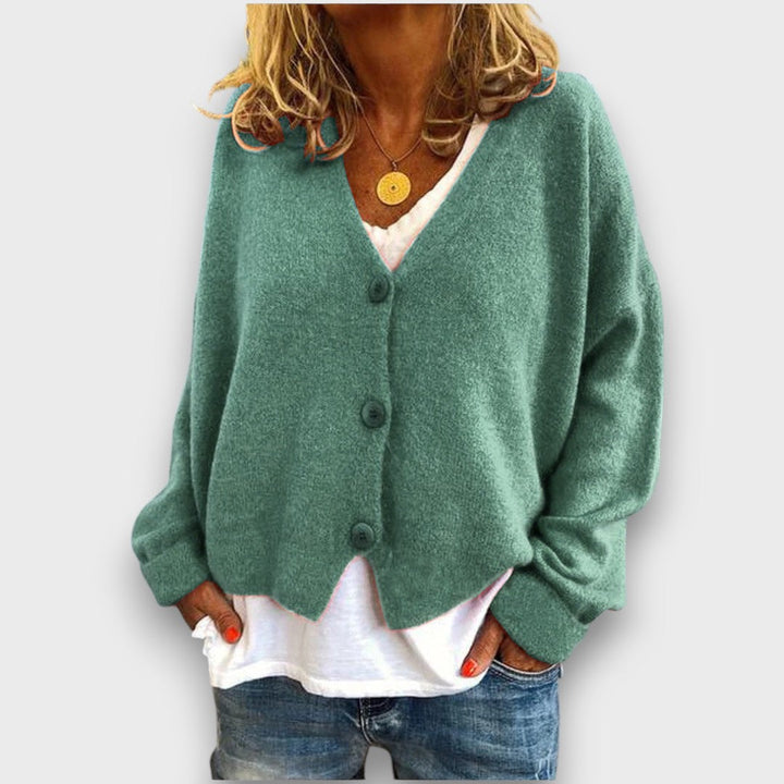 Women's long-sleeve V-neck button-front cardigan
