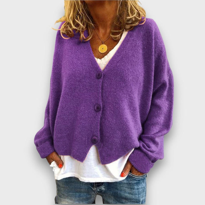 Women's long-sleeve V-neck button-front cardigan