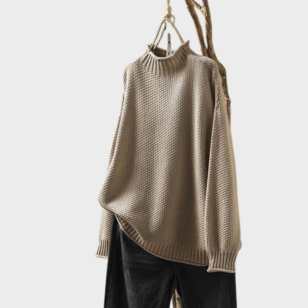 Sweater for Women | Oversized Waffle-Knit Mock Neck