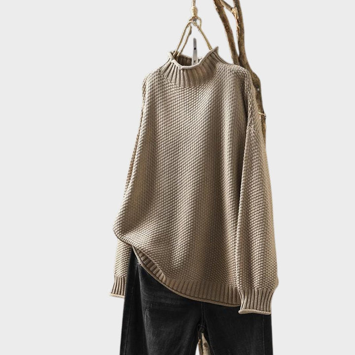 Sweater for Women | Oversized Waffle-Knit Mock Neck