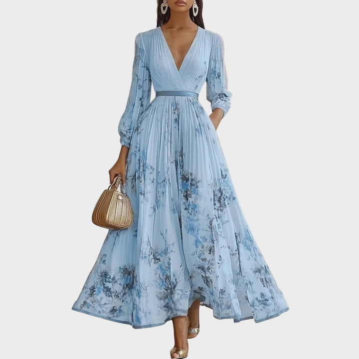 Women's Wedding Guest Midi Dress | Pleat V-Neck