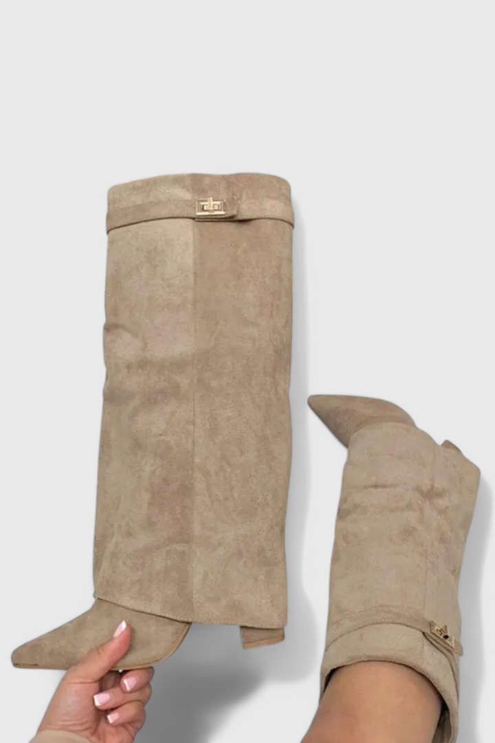 Boots For Women | Knee-High Pointed Toe Low Heel