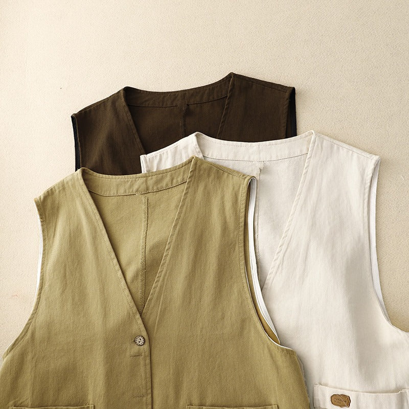 Woman's Vest | Patch Pockets Buttons Down