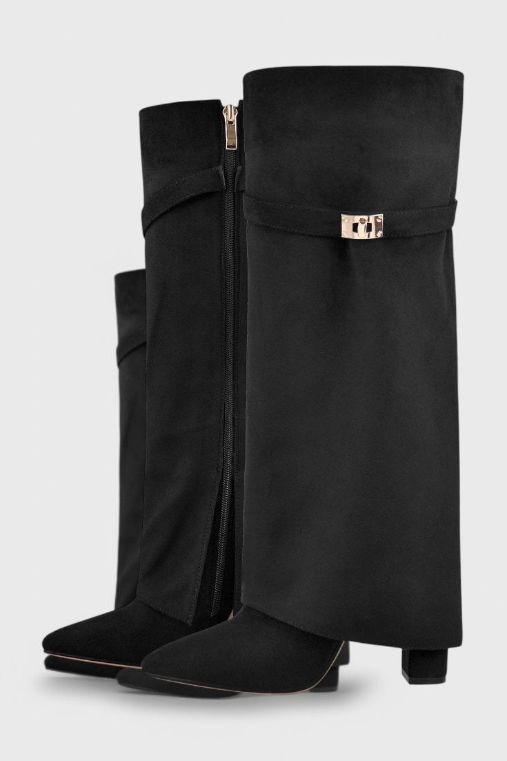 Boots For Women | Knee-High Pointed Toe Low Heel