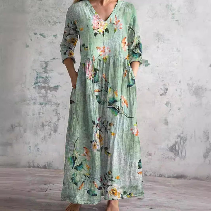 Casual Dress for Women | V Neck Floral Midi Dress