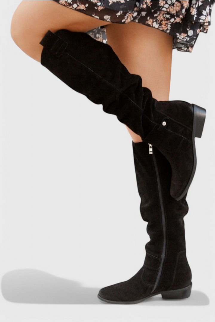 Boots For Women | Knee-High Low Heel Zipper Detail
