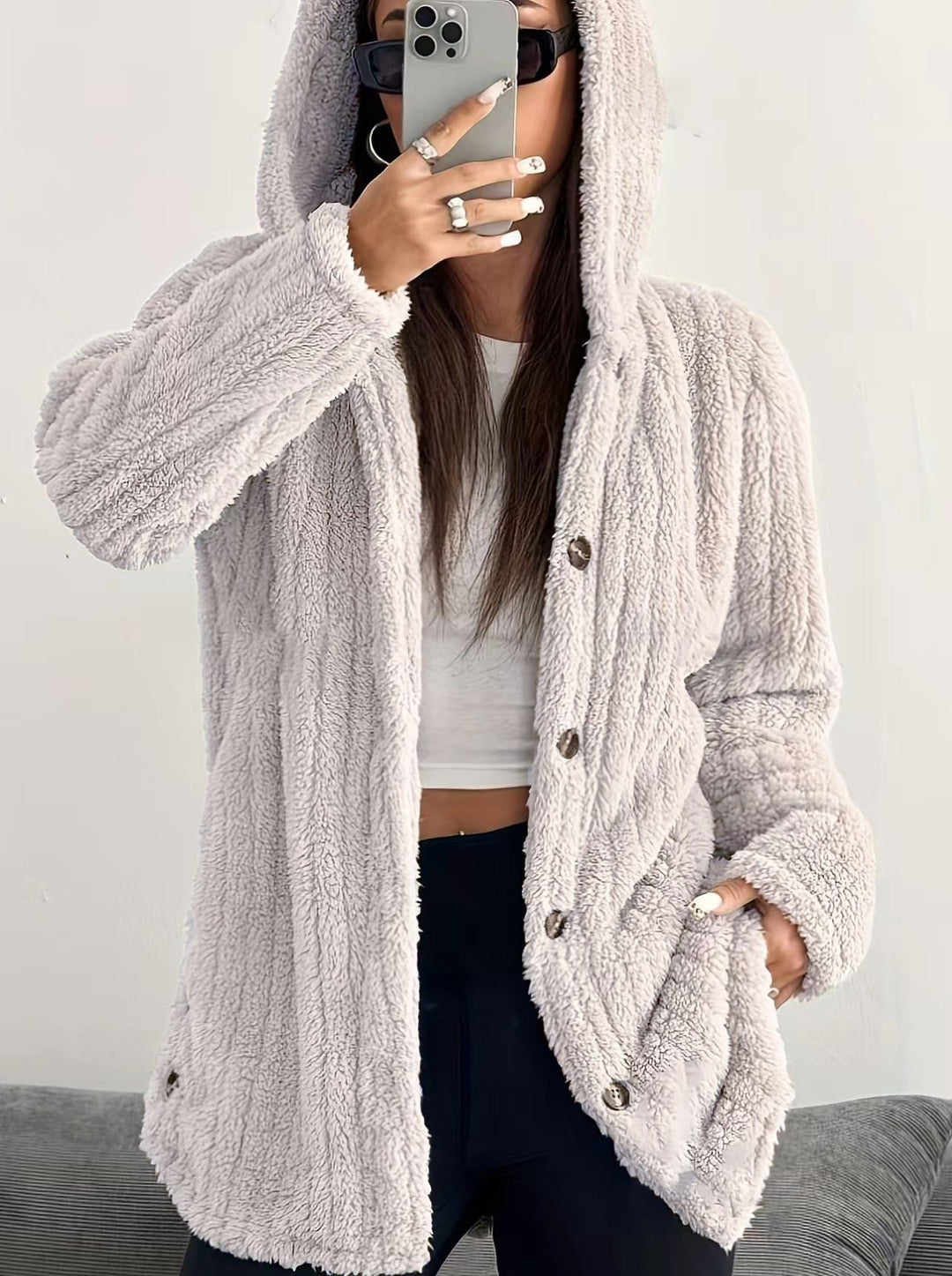 Hooded Cardigan for Women | Cable-knit Texture