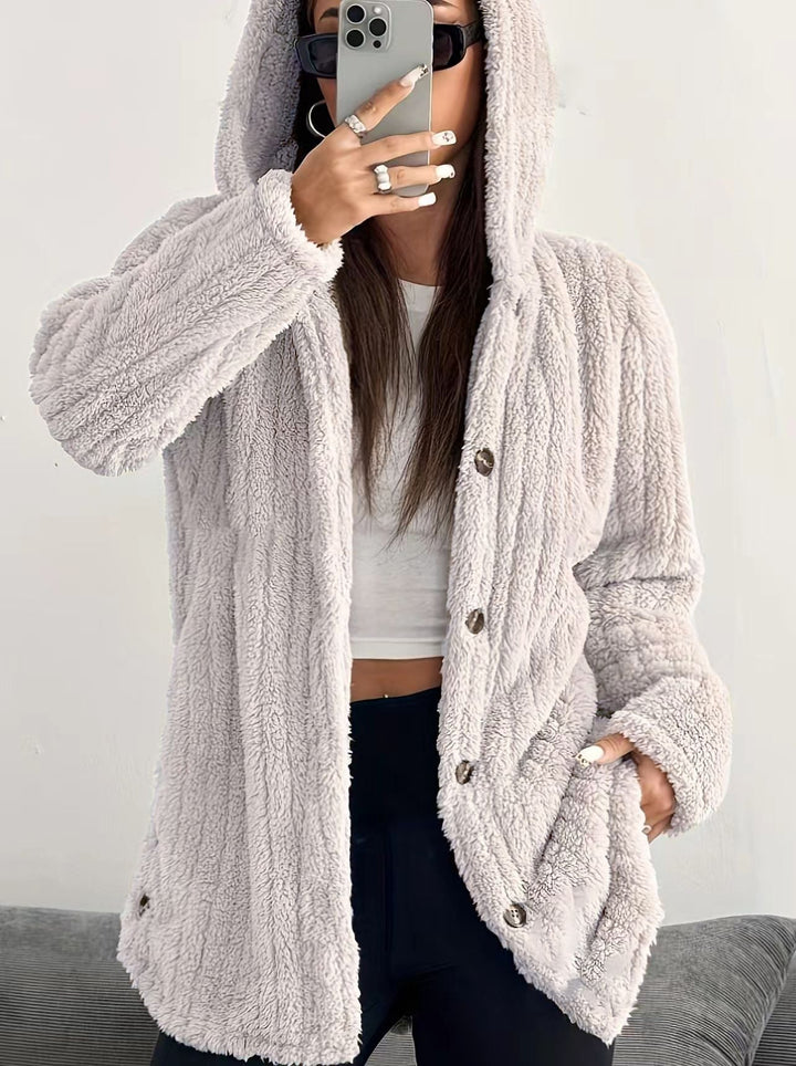 Hooded Cardigan for Women | Cable-knit Texture