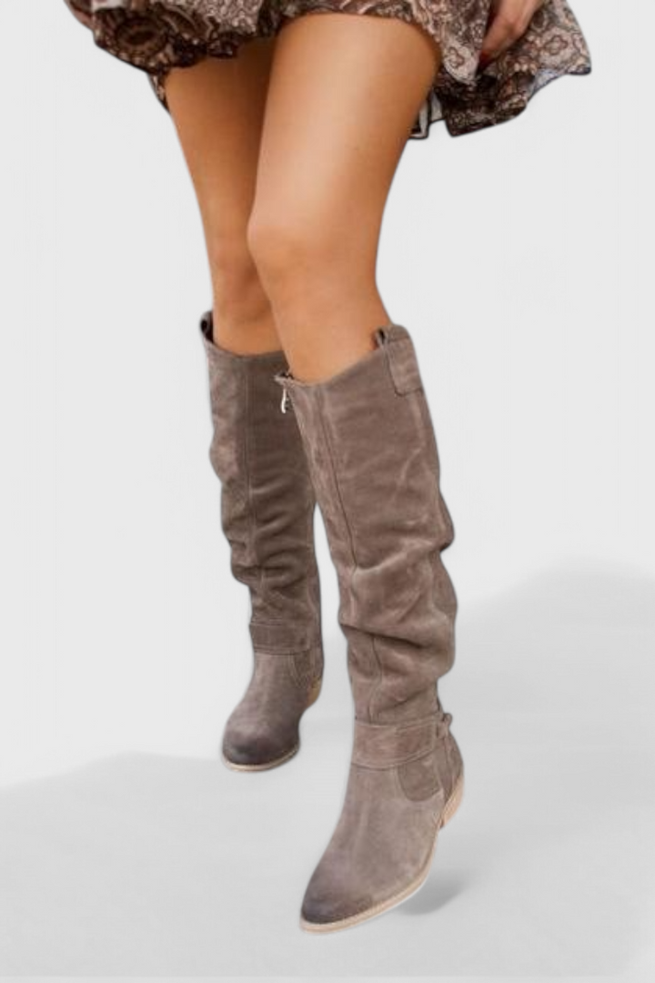 Boots For Women | Knee-High Low Heel Zipper Detail