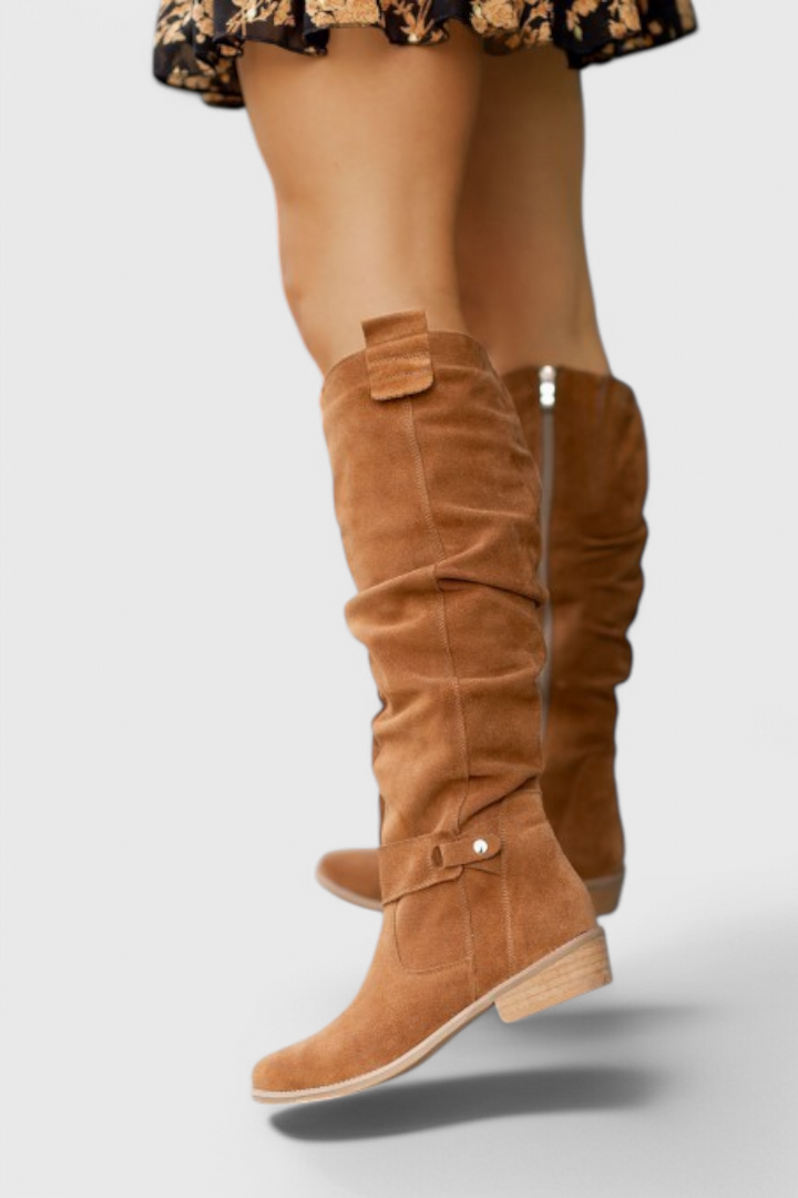 Boots For Women | Knee-High Low Heel Zipper Detail