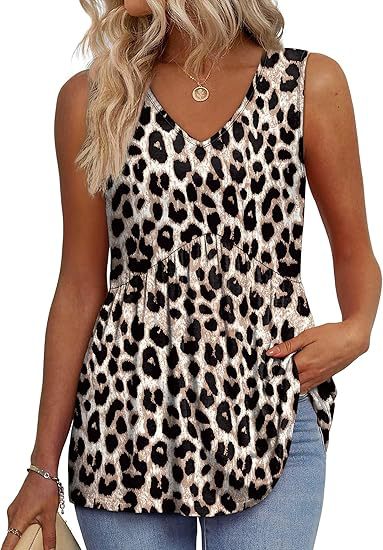 Top for Women | Sleeveless Floral Print V Neck