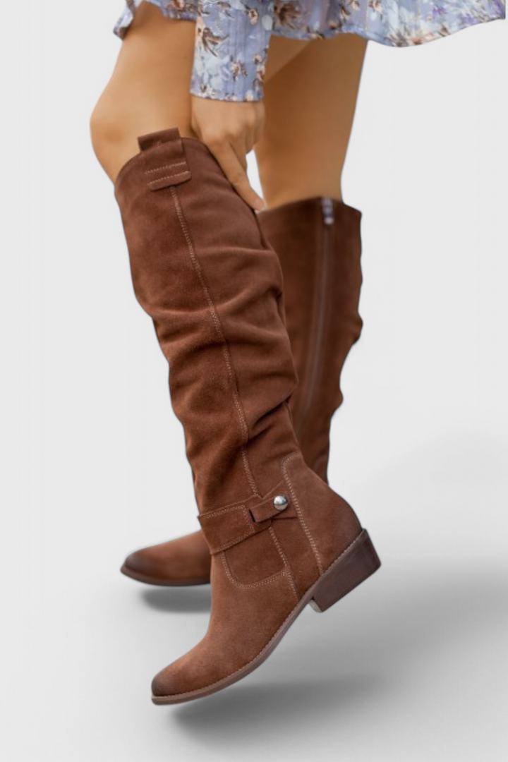 Boots For Women | Knee-High Low Heel Zipper Detail