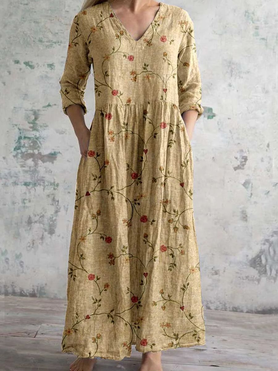 Casual Dress for Women | V Neck Floral Midi Dress