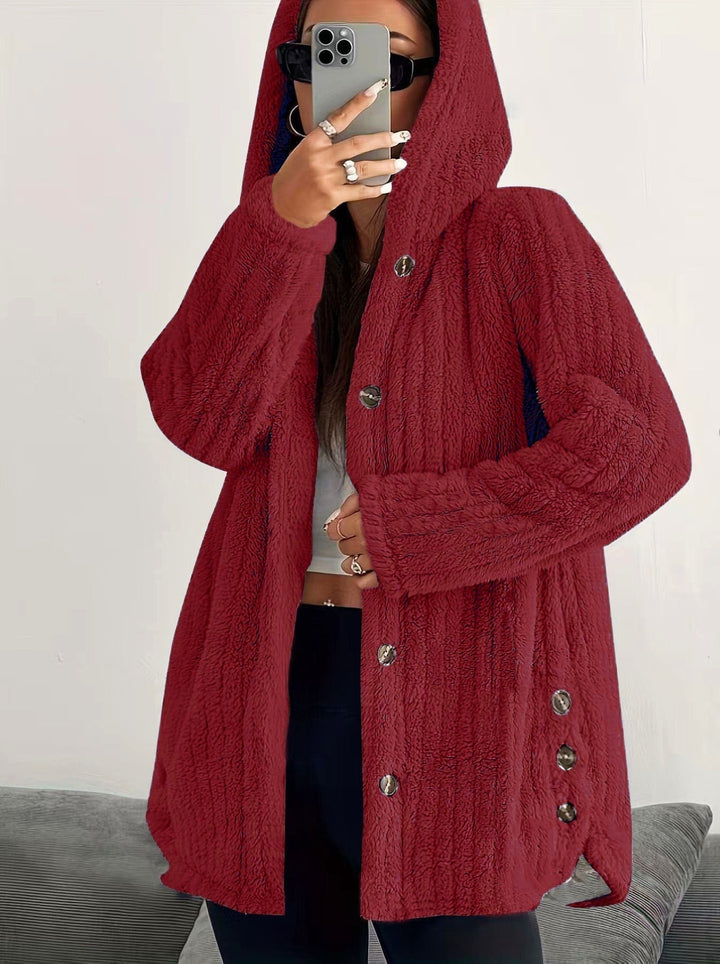 Hooded Cardigan for Women | Cable-knit Texture